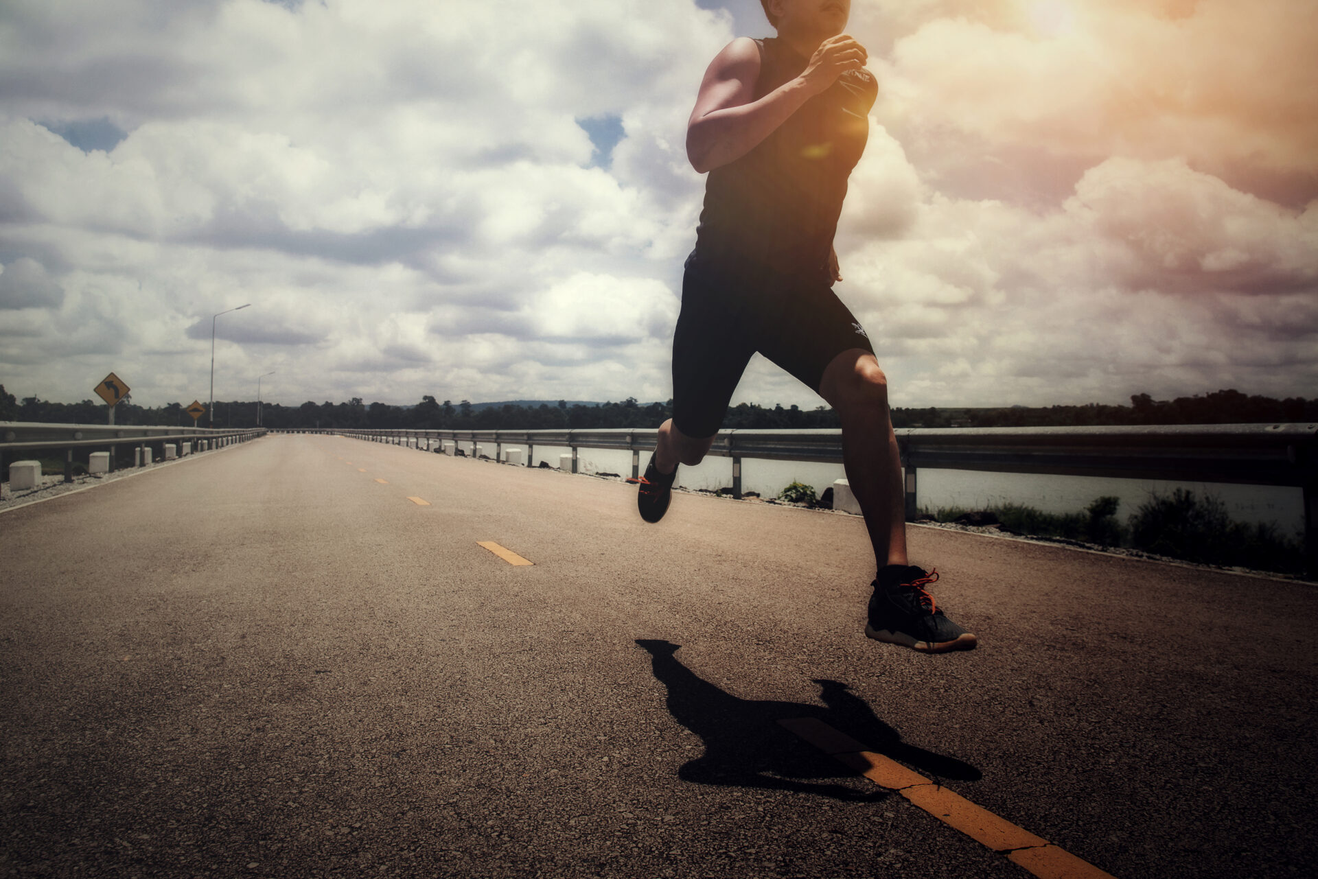 Sport man with runner on the street be running for exercise.